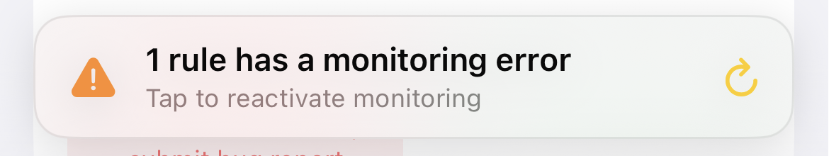 Monitoring error banner